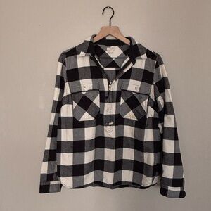J.Crew Buffalo Plaid flannel 100% cotton Shirt black and white shacket
